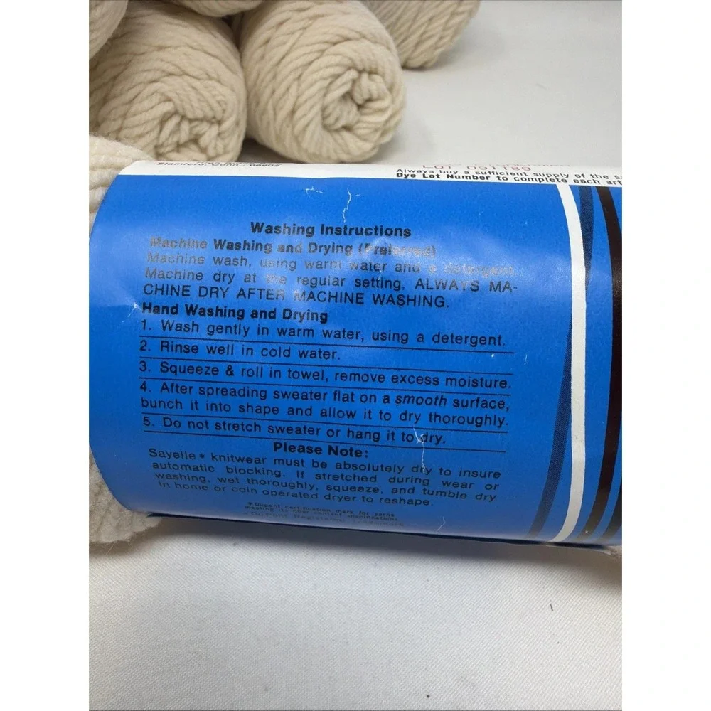 American Thread Sayelle Vintage Cottagecore Yarn Fisherman Cream 8 Skeins Lot